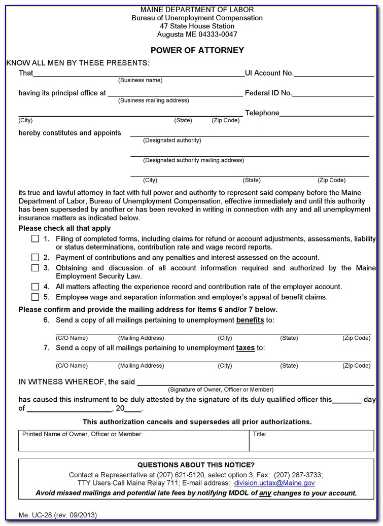 Maine Health Care Power Of Attorney Form