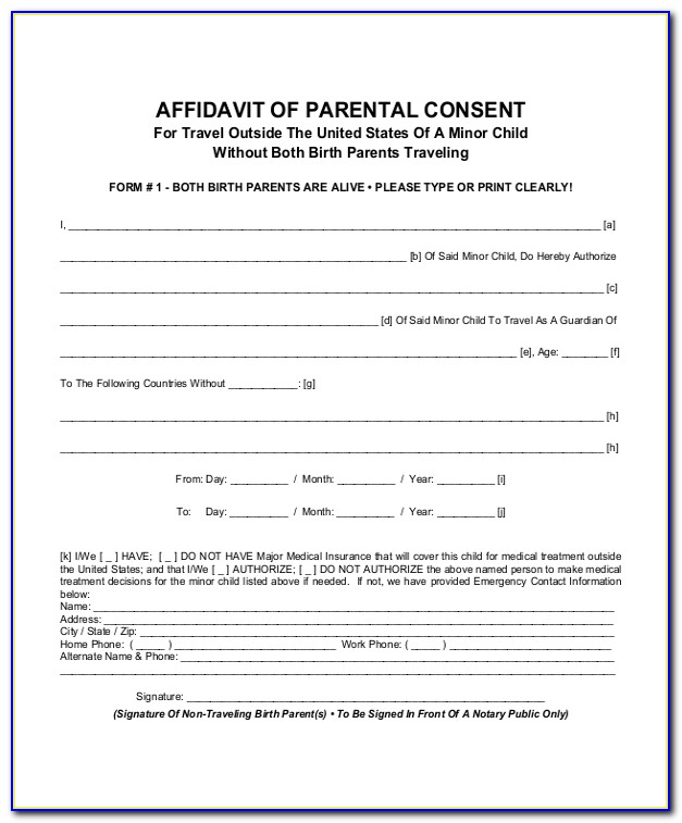 Medical Authorization Form For Grandparents Florida