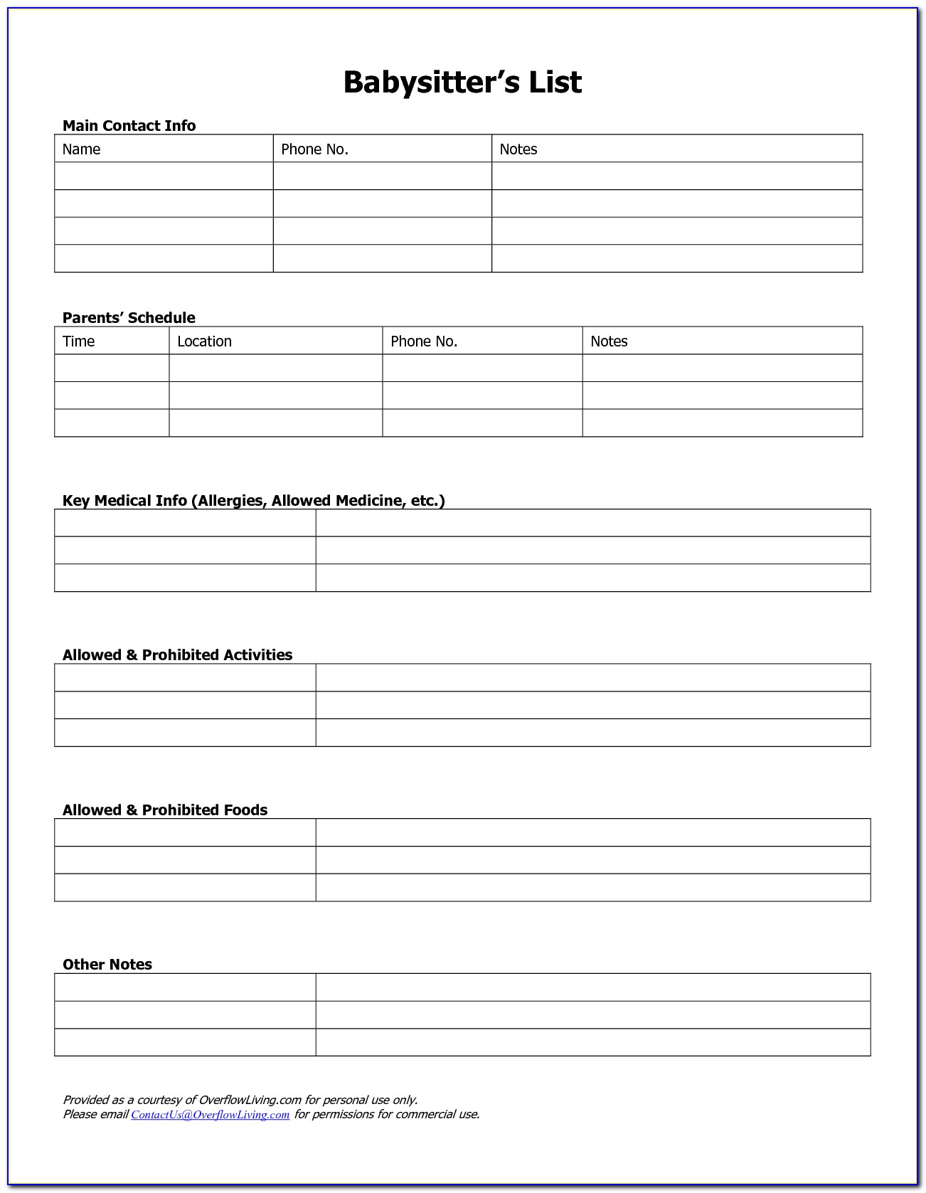 Medical Consent Form For Child Template