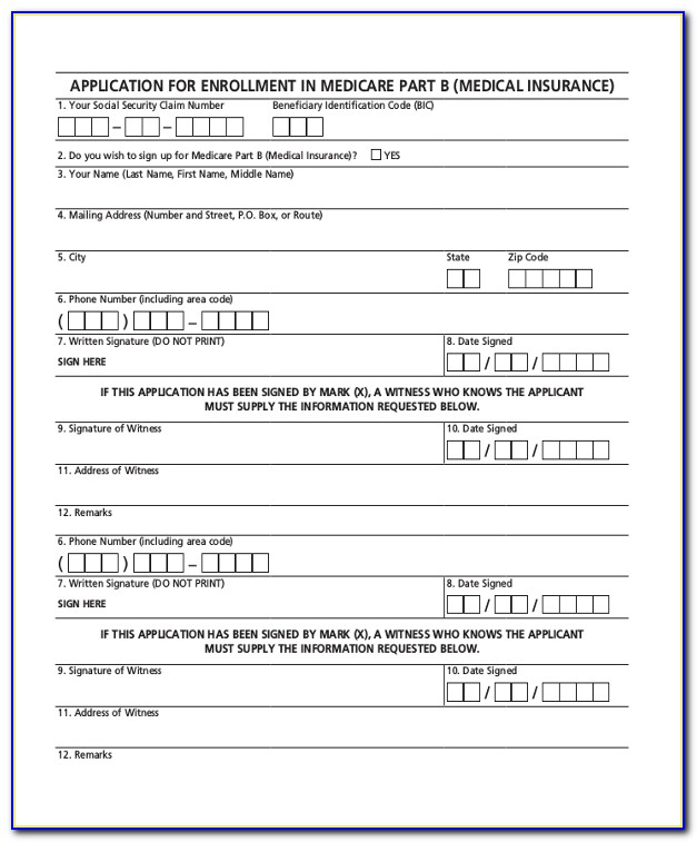 Medicare Part A And B Application Form