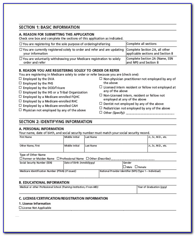 Medicare Part B Provider Application Form