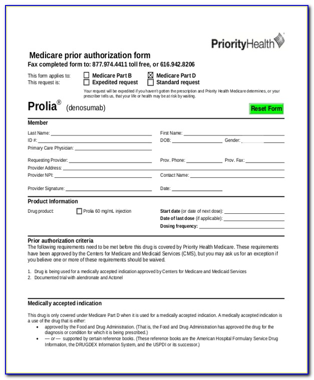 Medicare Pharmacy Prior Authorization Form