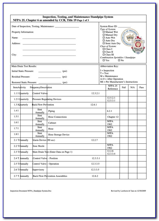 Nfpa Fire Pump Inspection Forms - Form : Resume Examples # ...