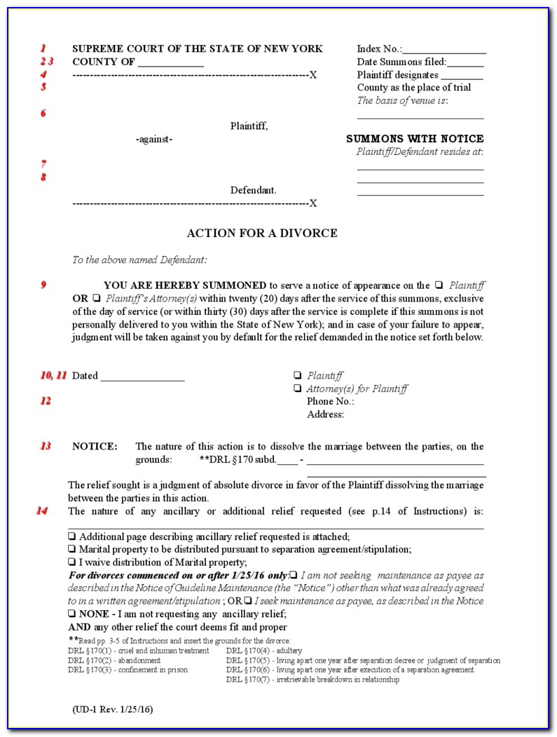 Nys Divorce Forms Instructions