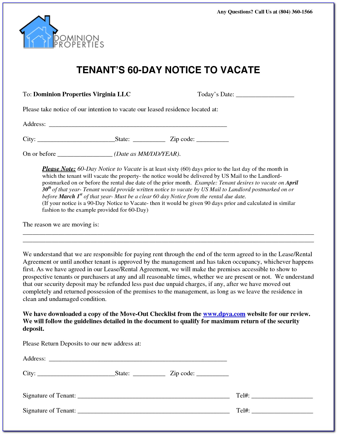 Oregon 60 Day Notice To Vacate Form