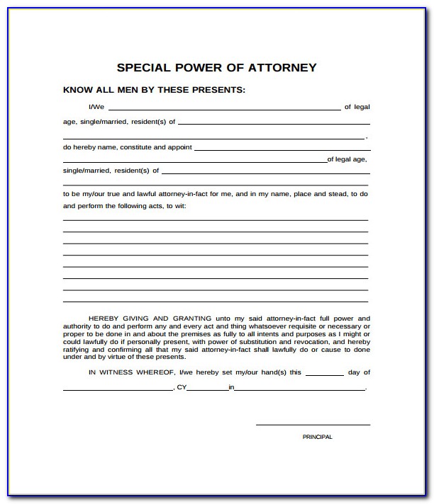 Power Of Attorney Form Free Download Pdf