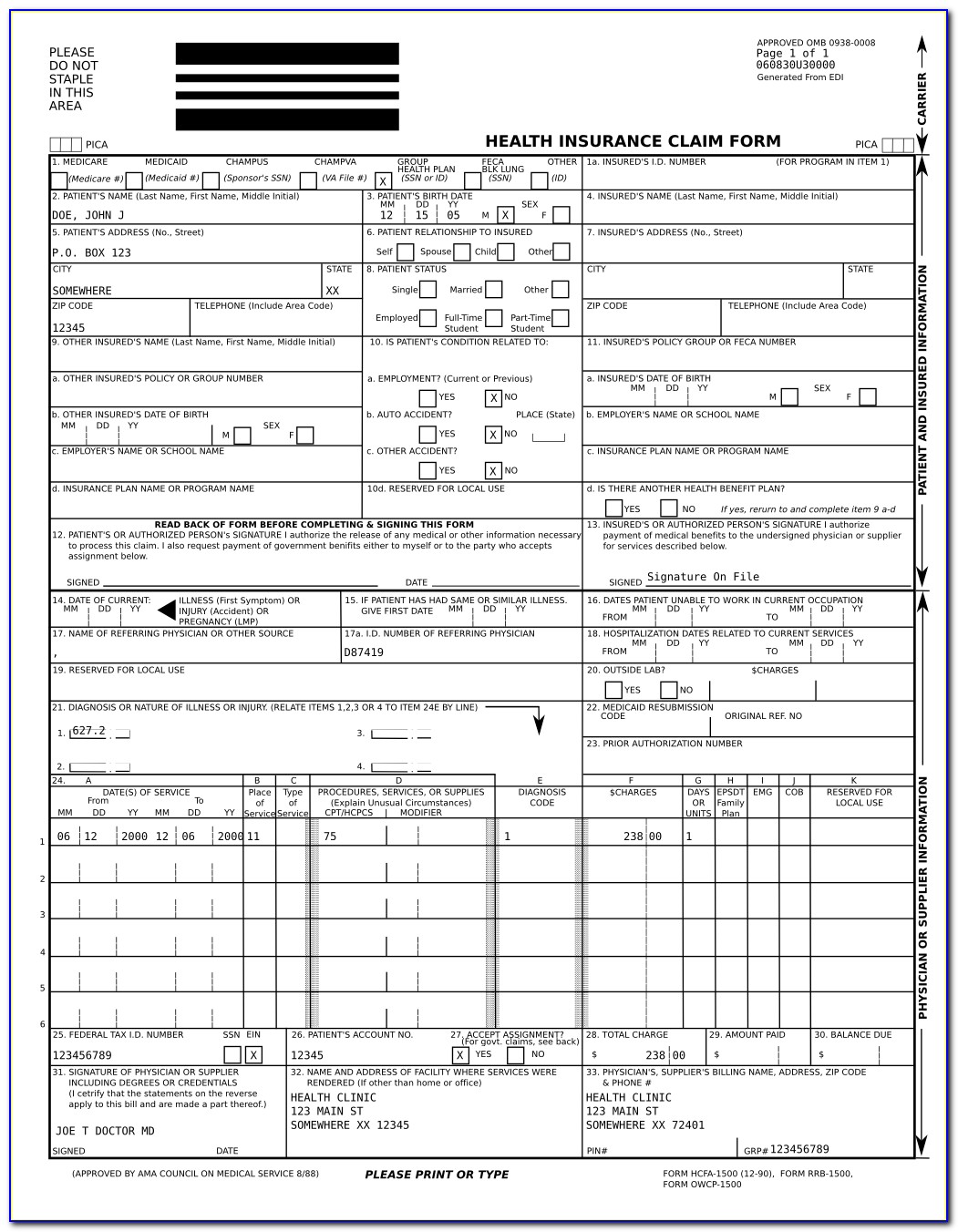 Printable Fillable Cms 1500 Form