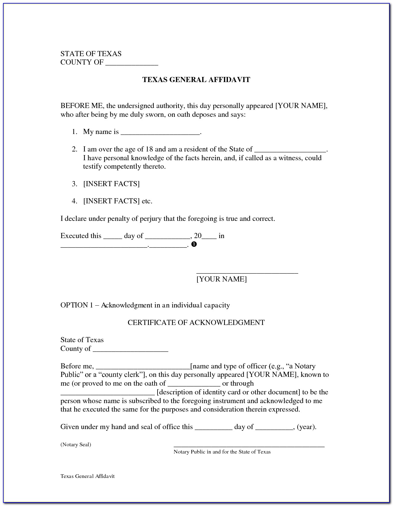 Printable Notary Template