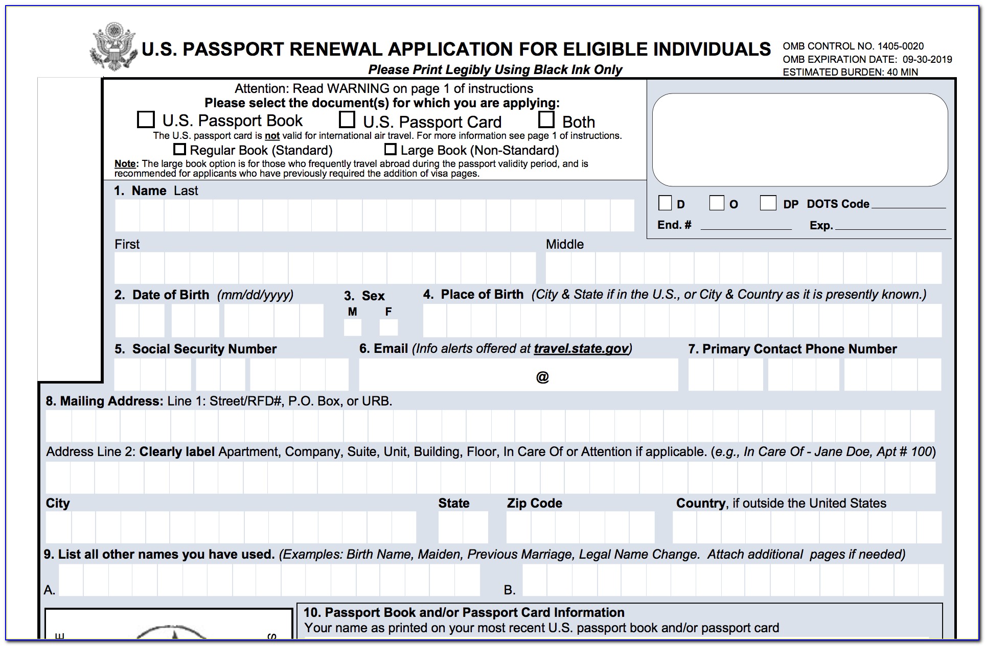 Printable Passport Renewal Form Canada