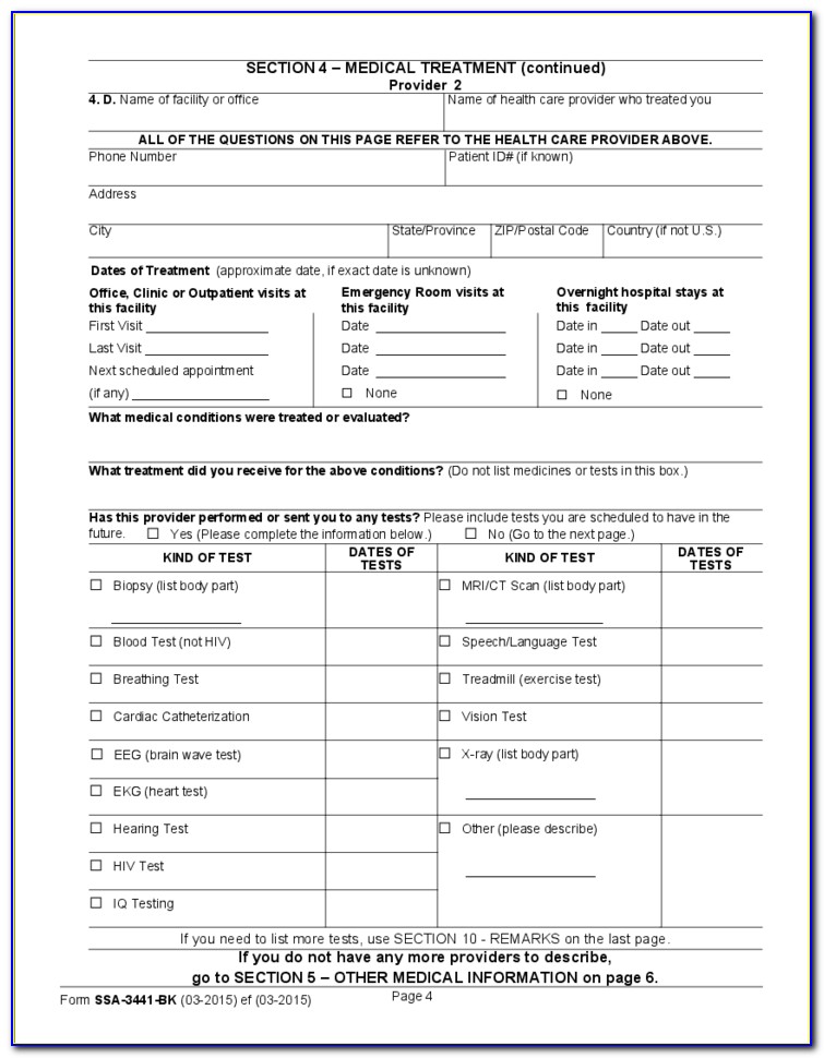 Printable Social Security Disability Application Forms