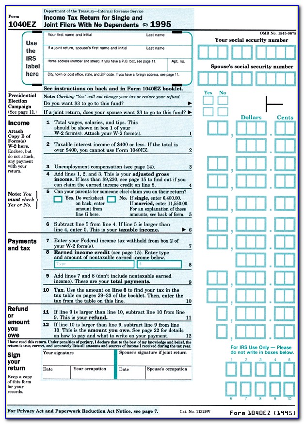 Printable Tax Forms 1040ez 2016