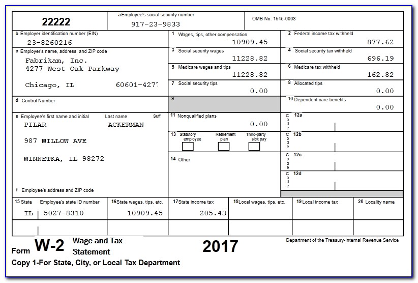 Printable W2 Form For Employees