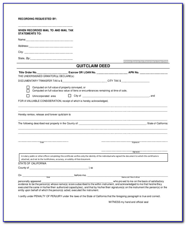 Quick Claim Deed Form Lee County Florida
