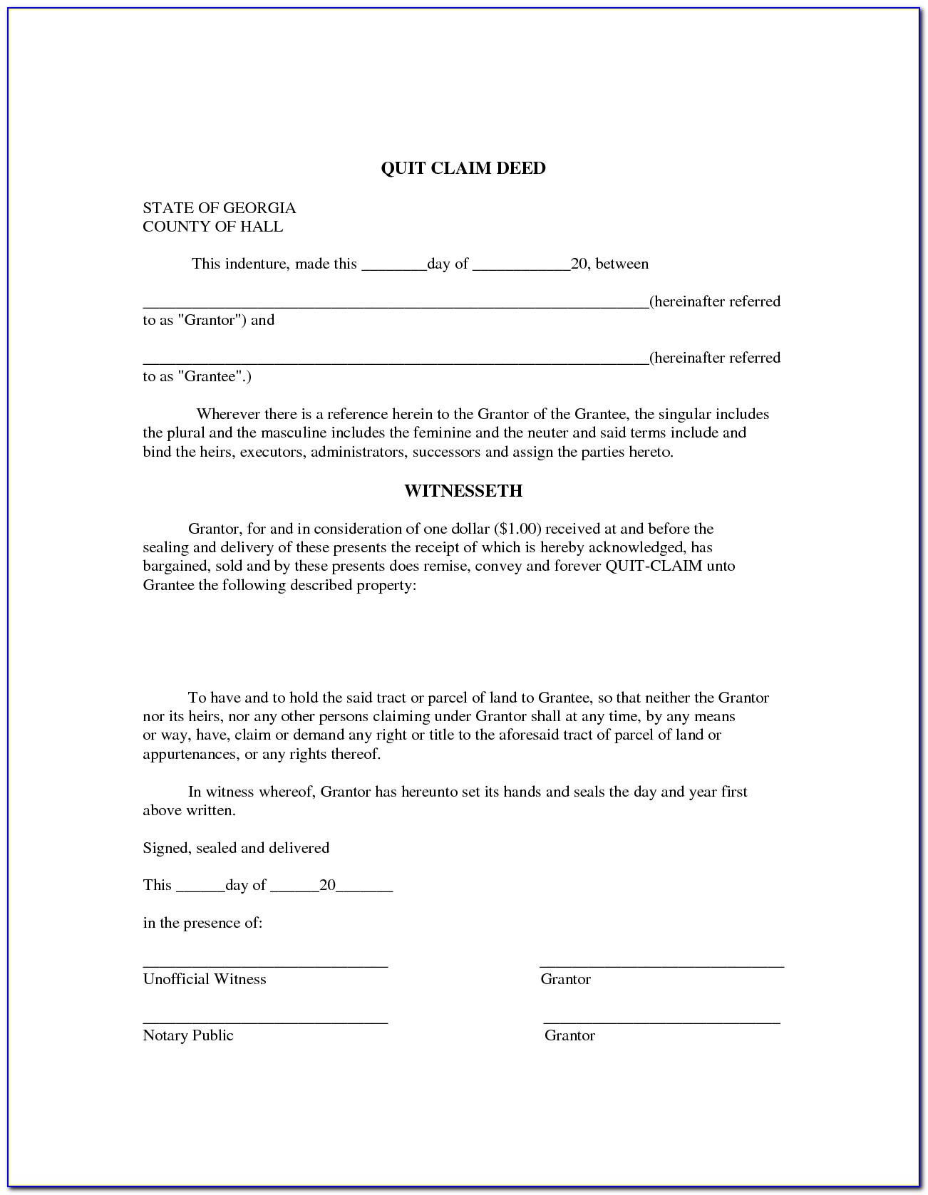 Free Printable Quit Claim Deed Form | Business Form Templates Regarding Free Printable Quit Claim Deed Form