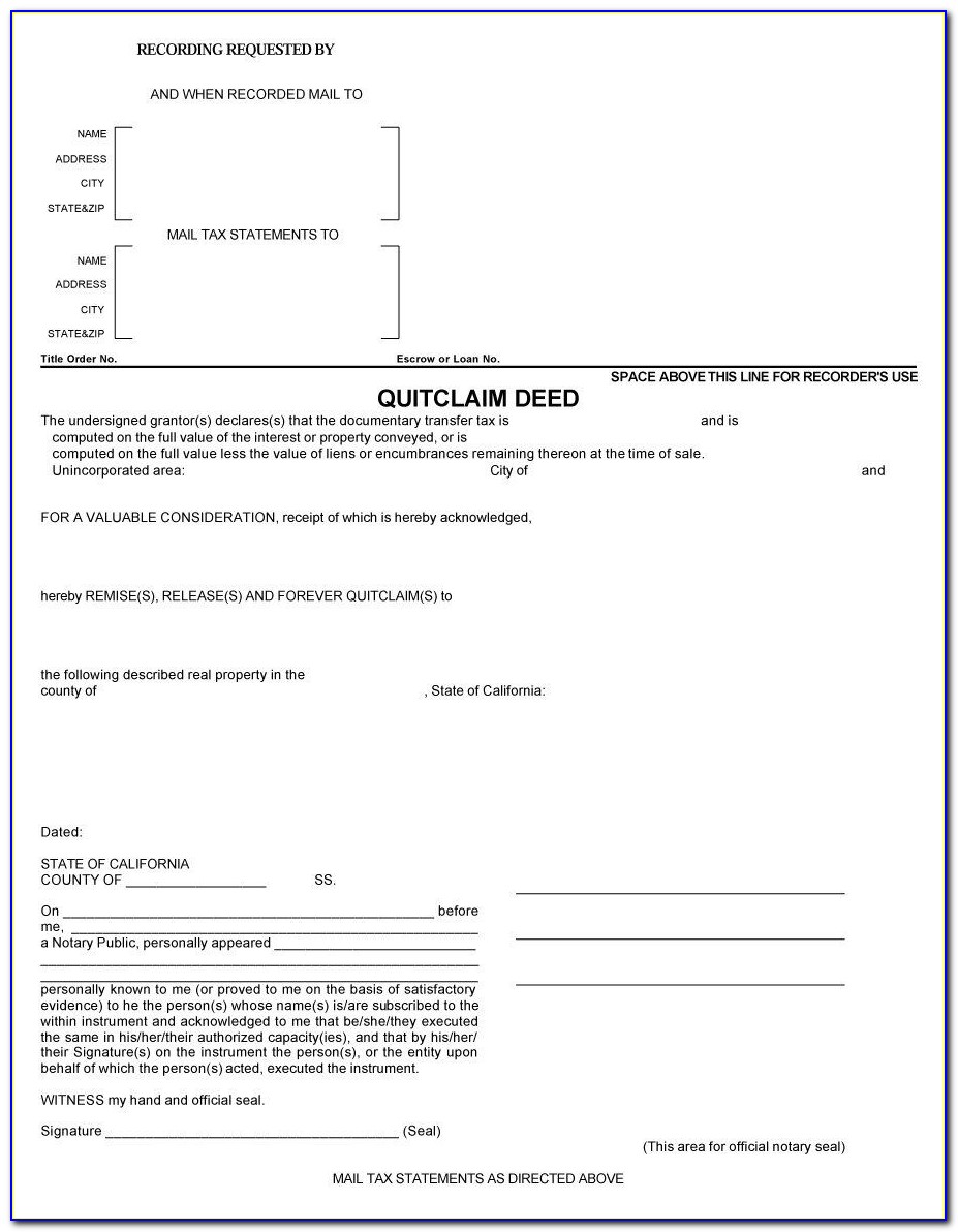 46 Free Quit Claim Deed Forms & Templates Template Lab Throughout Free Printable Quit Claim Deed Form