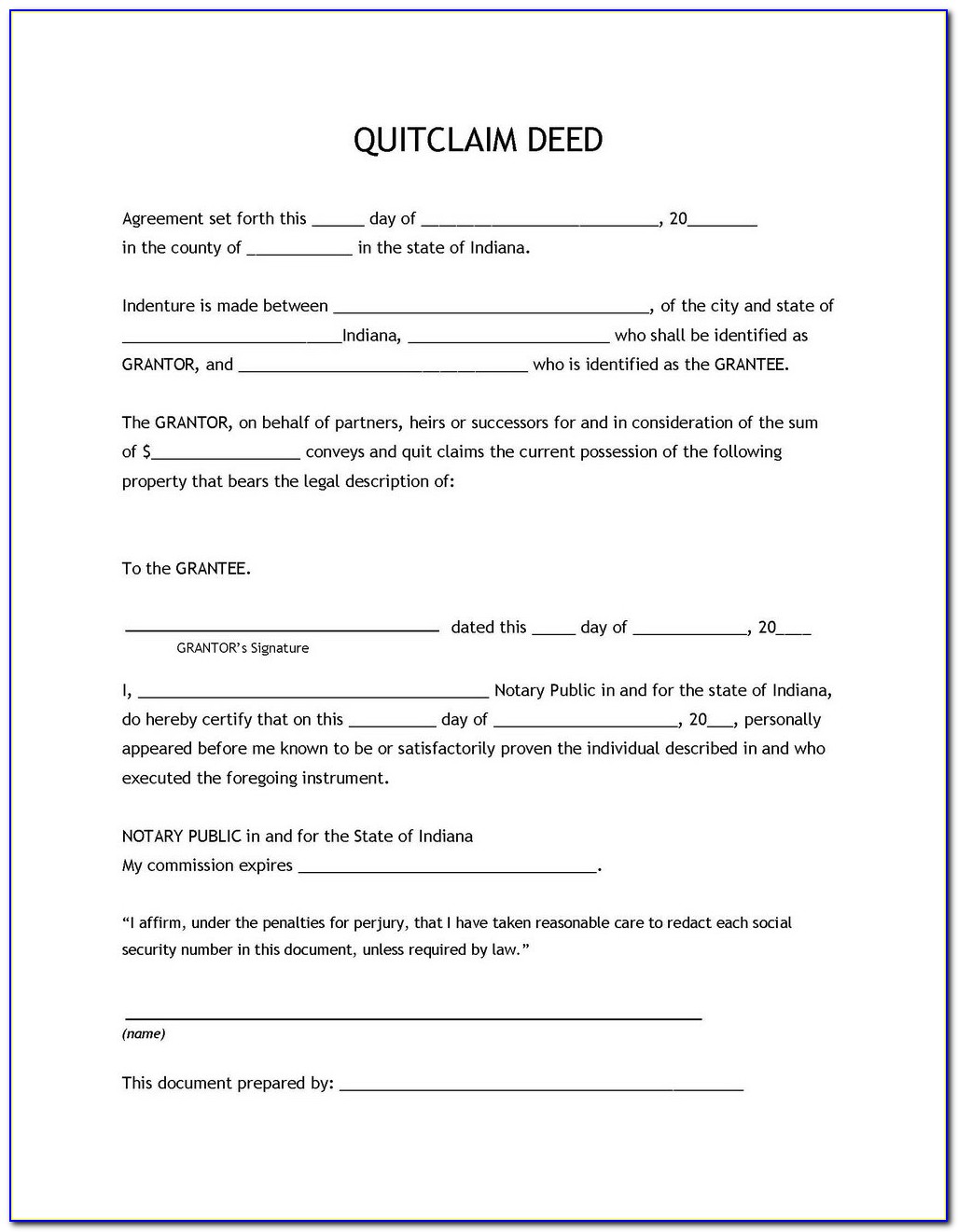Quit Claim Deed Form Texas Sample