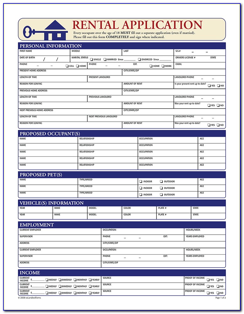 Renters Application Form Template