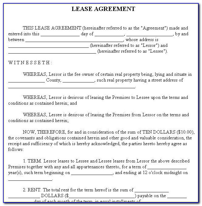 Renters Lease Form