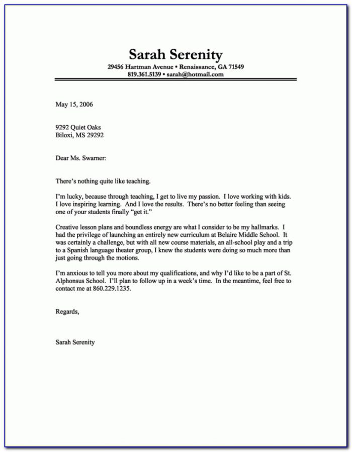 Sample Cover Letter Examples For Resume