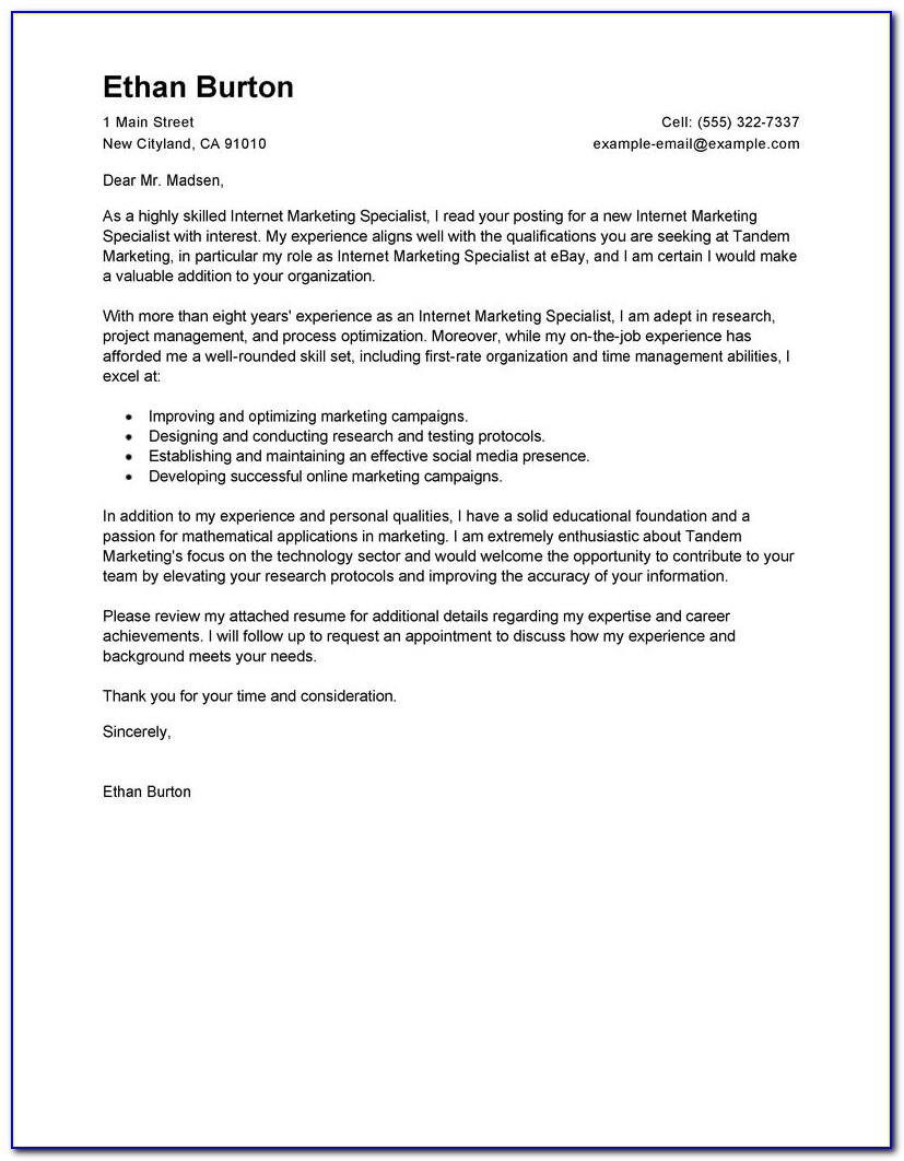 Sample Cover Letter Responding To Online Job Posting