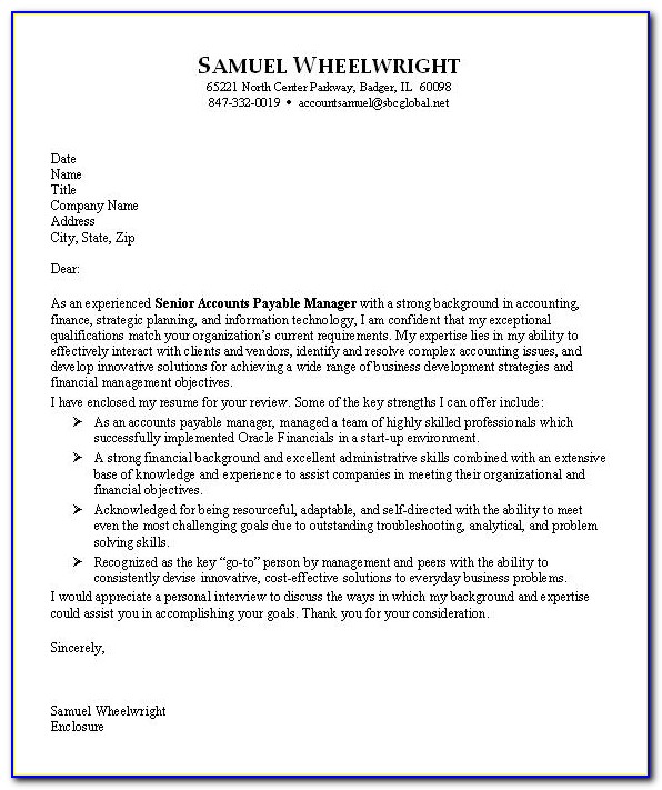 Samples Of Resume Cover Letters Accounting