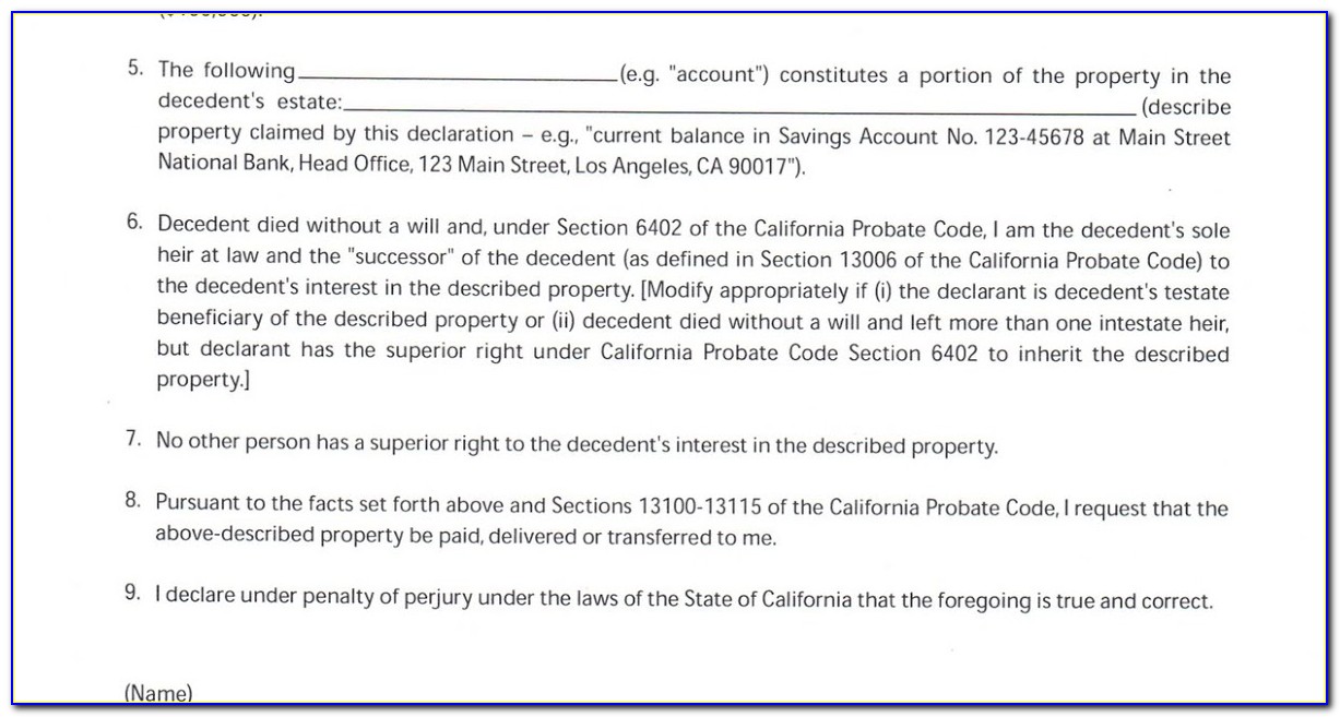 Small Estate Affidavit Form California 2016