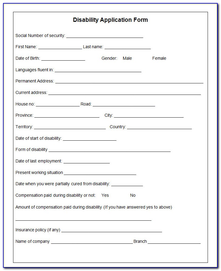 Ssdi Application Form