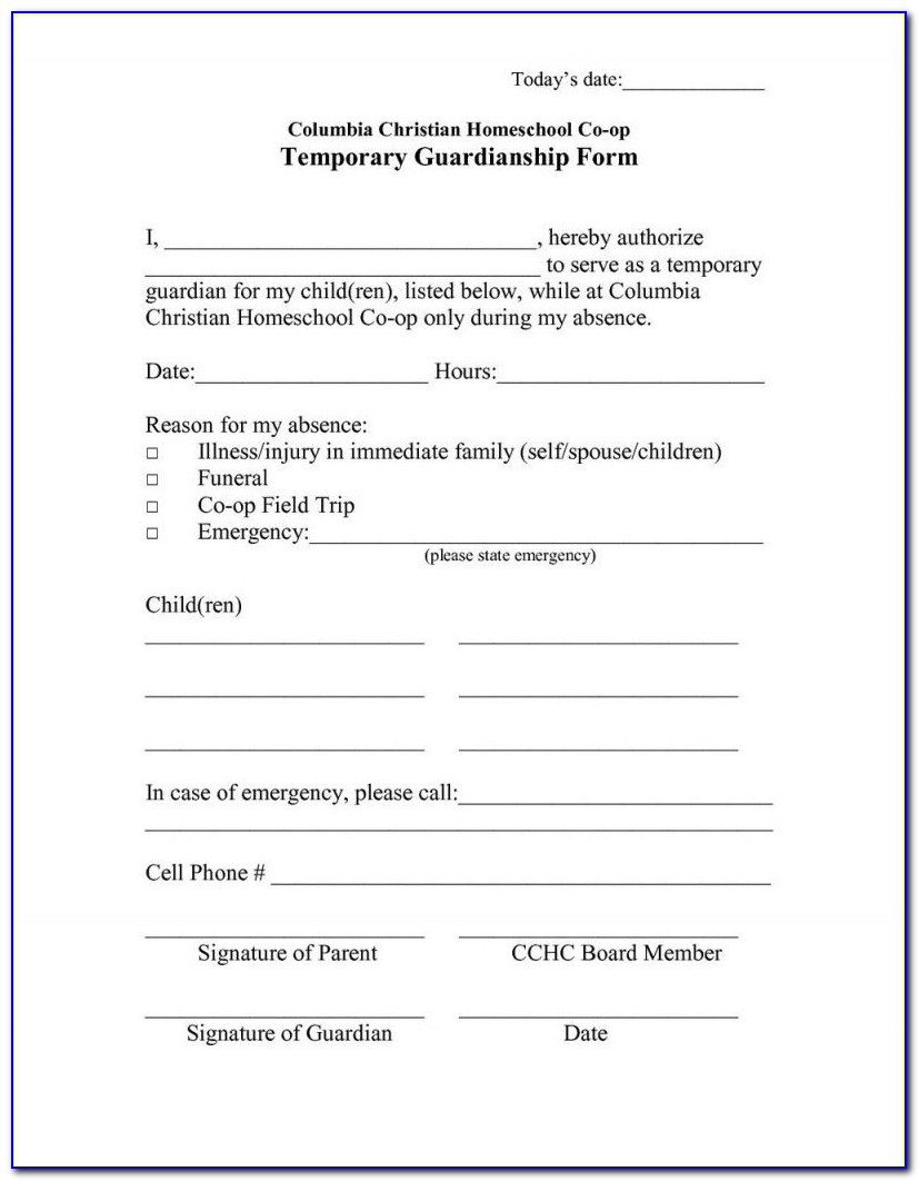 State Of Florida Temporary Guardianship Form