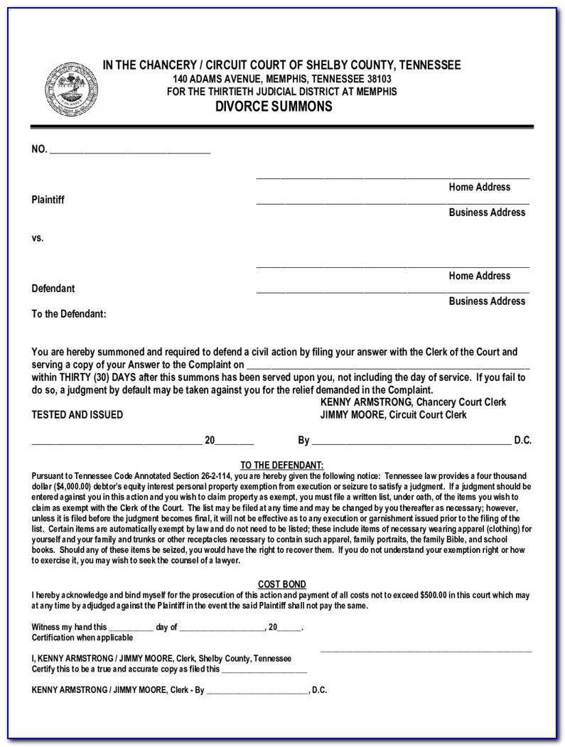 Tennessee Divorce Forms With Property (2)