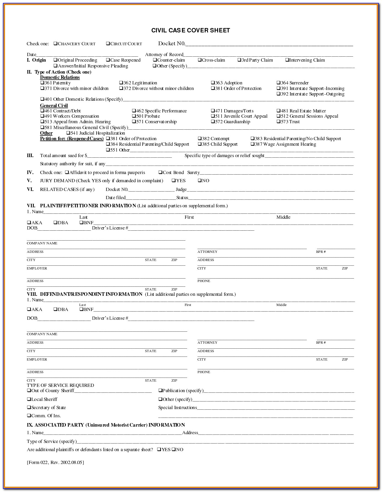 Tennessee Divorce Forms With Property