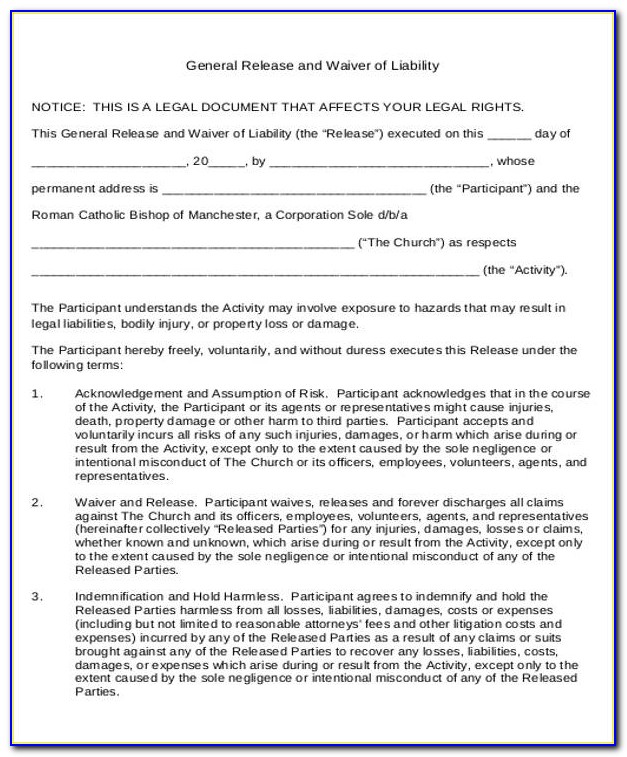 Texas General Liability Waiver Form