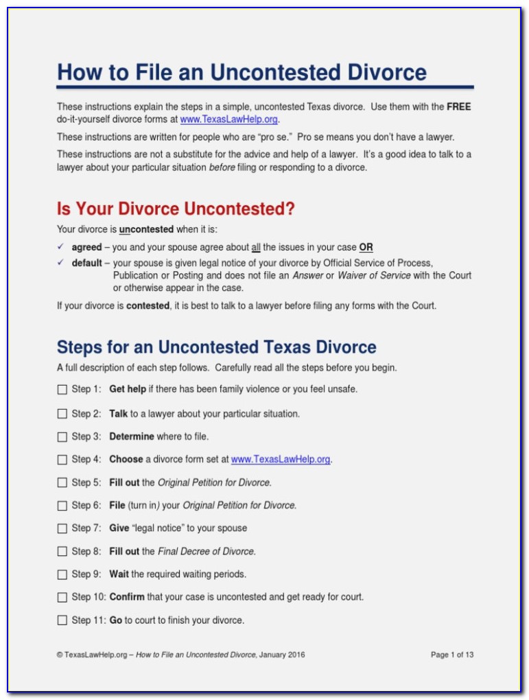 Texaslawhelp.org Divorce Forms