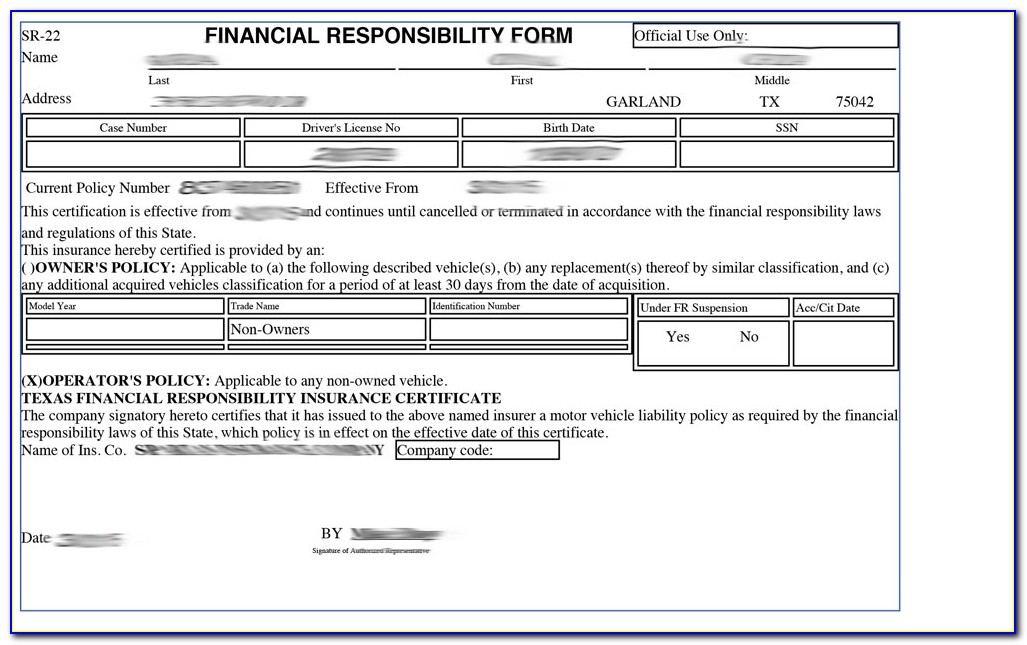 What Does An Sr22 Form Look Like