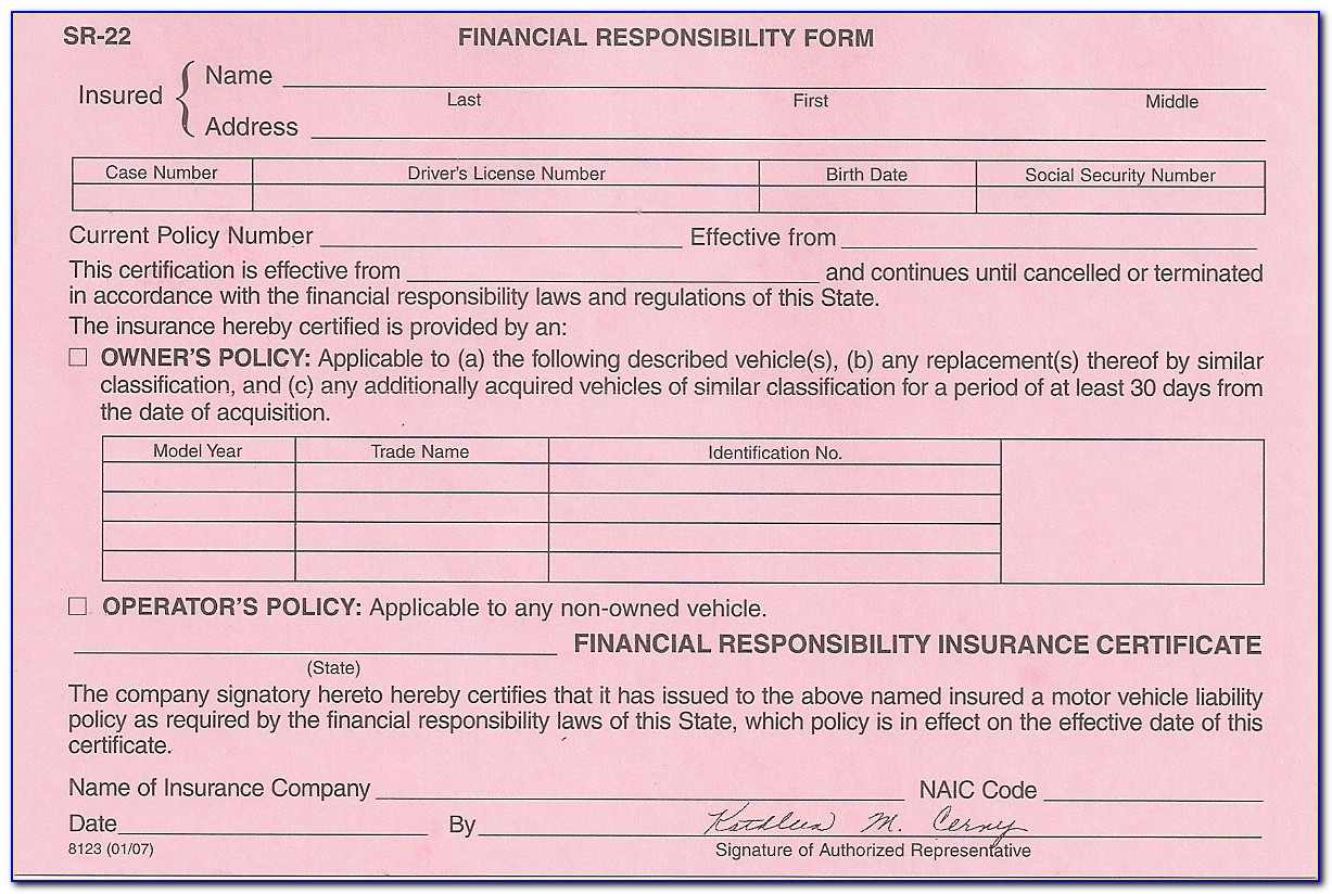 What Is An Sr22 Insurance Form