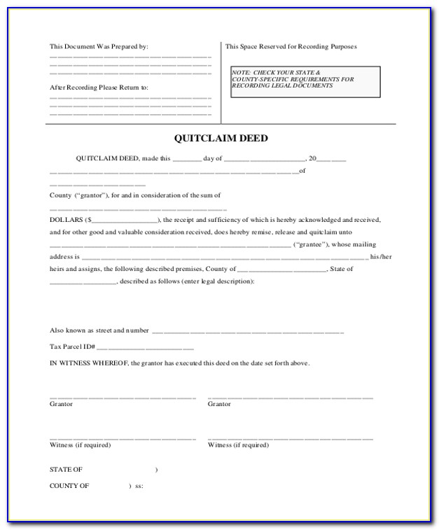 Wisconsin Real Estate Quit Claim Deed Form