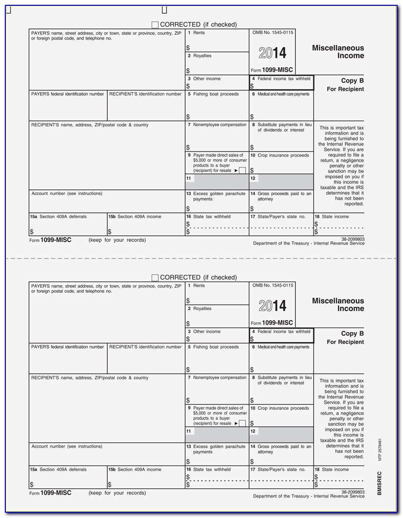 1099 Misc Income Form Instructions