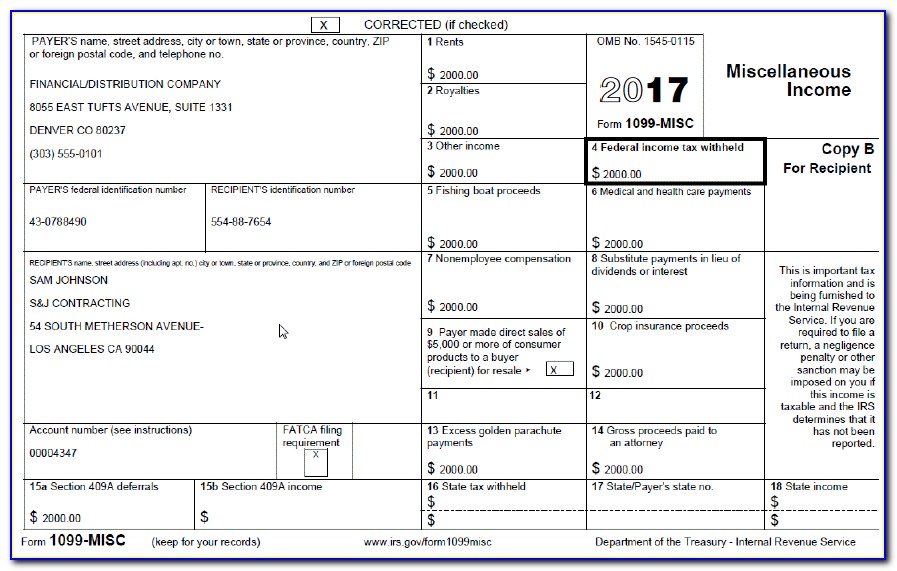 1099 Misc Income Tax Form