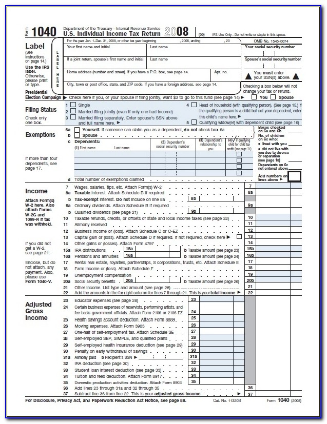 2010 Federal Tax Return Form 1040