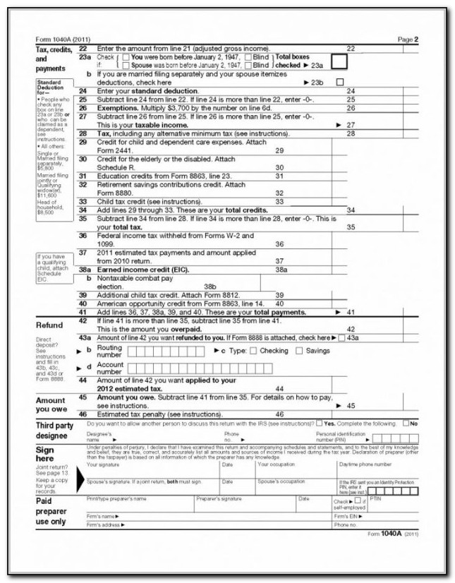 2012 Federal 1040ez Form
