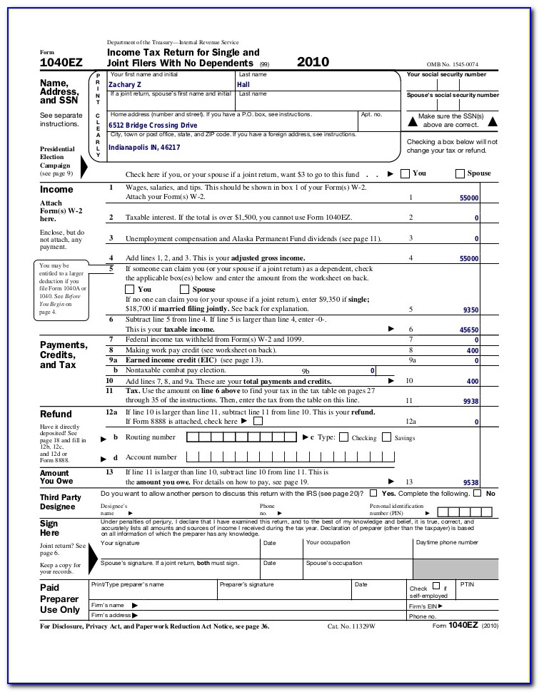 2014 Federal Tax Form 1040ez Instructions