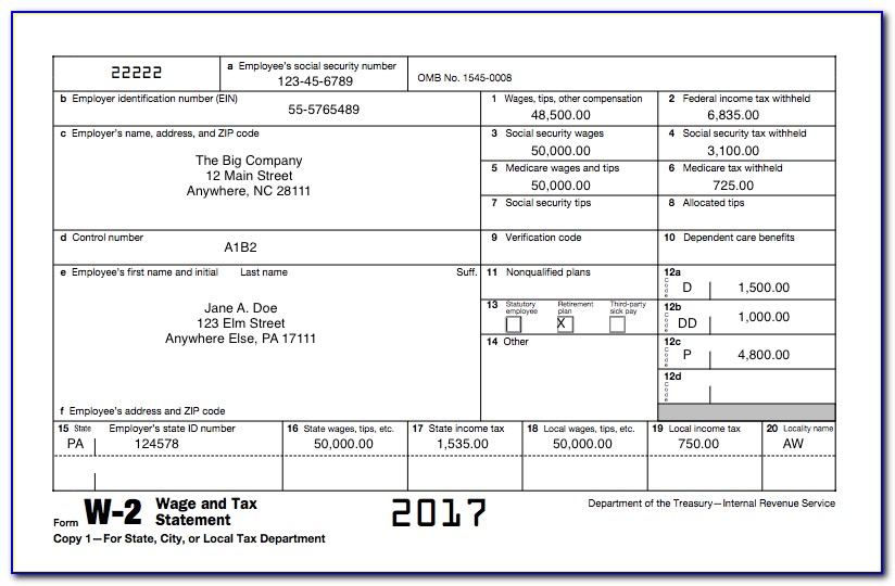 2014 W 2 Form Fillable