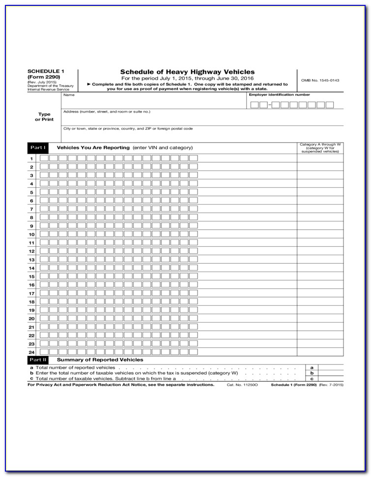 2017 Heavy Highway Use Tax Form 2290