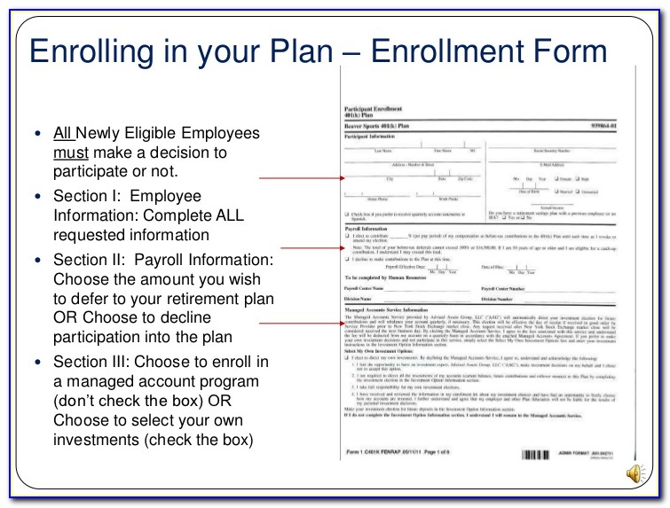 401k Enrollment Form Examples