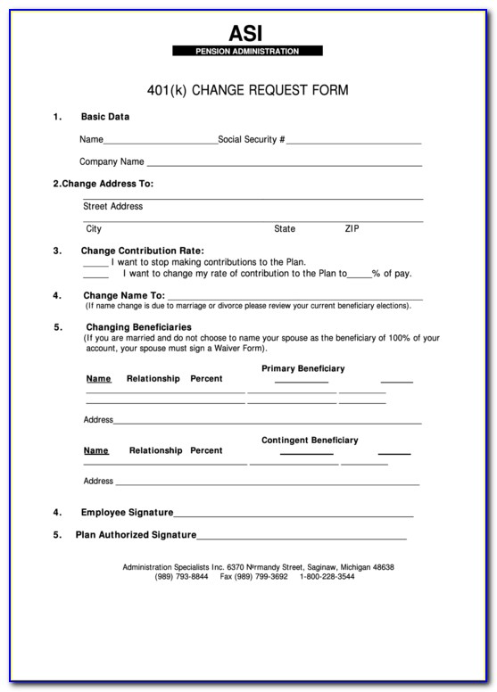 401k Enrollment Form Sample