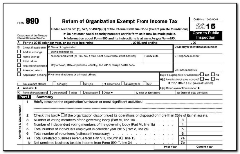 990 Forms For Nonprofit Organizations 2016