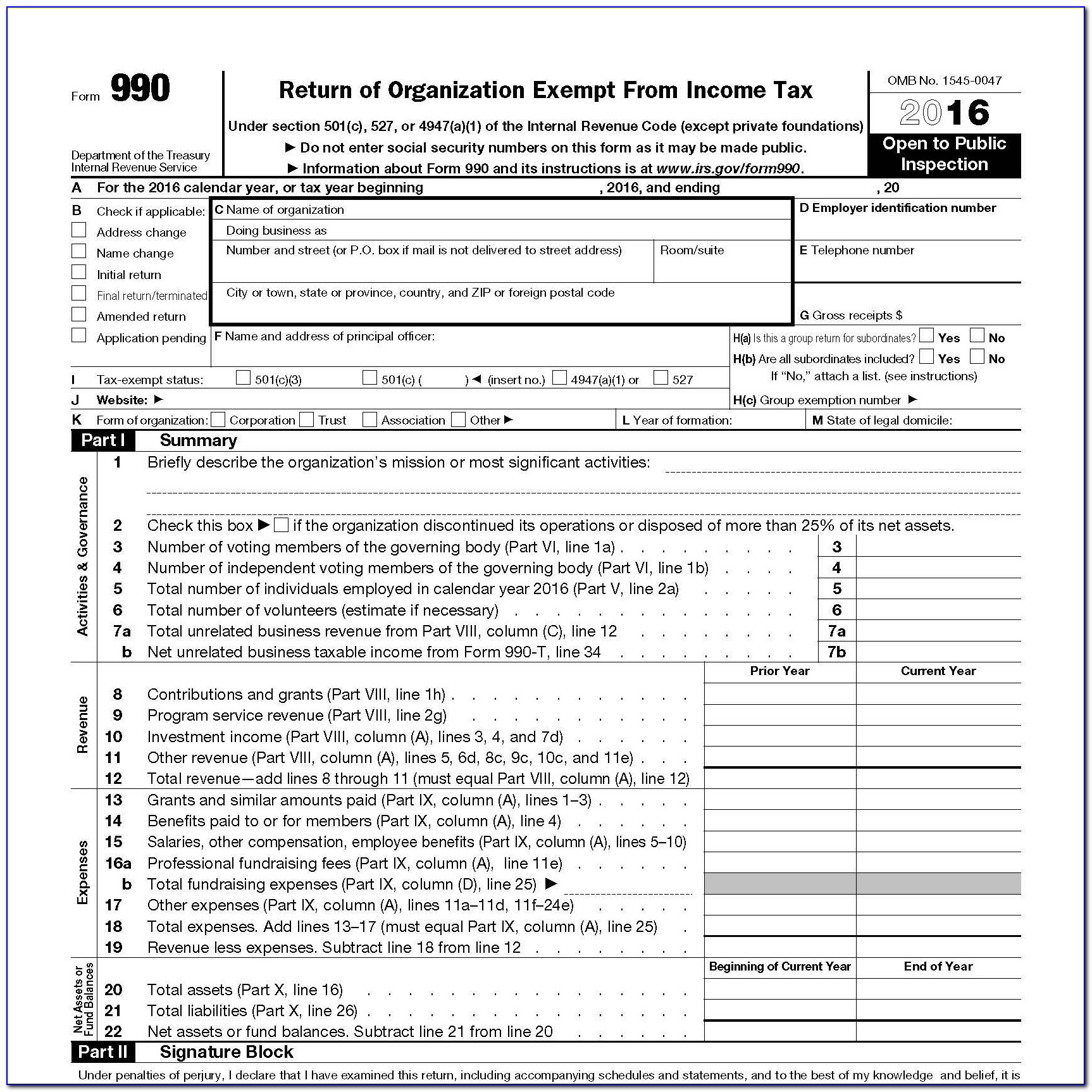 990 Tax Form For Non Profits