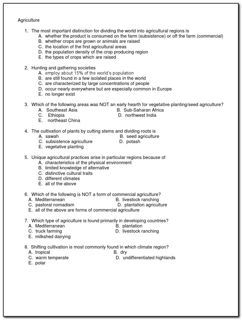 Agriculture Questions And Answers Form 2