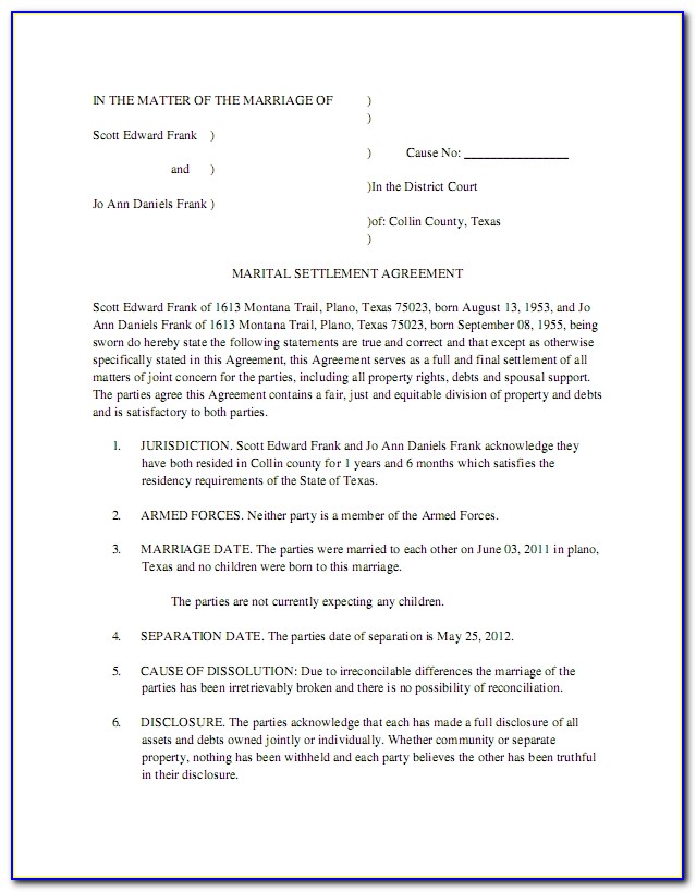 Answer To Divorce Petition Form Texas