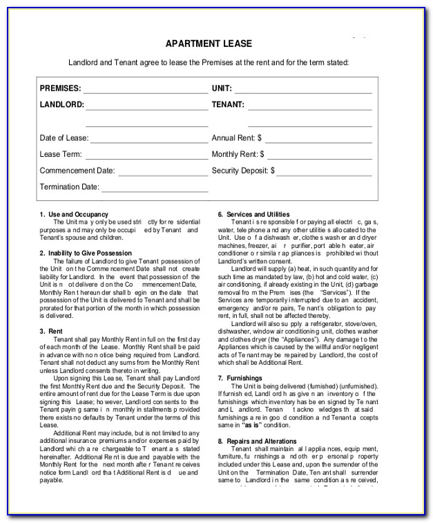 Apartment Rental Lease Template