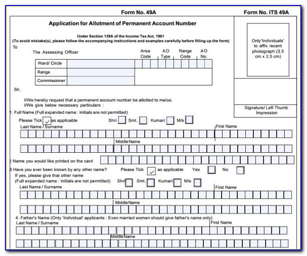 Application Form For Pan Card For Nri